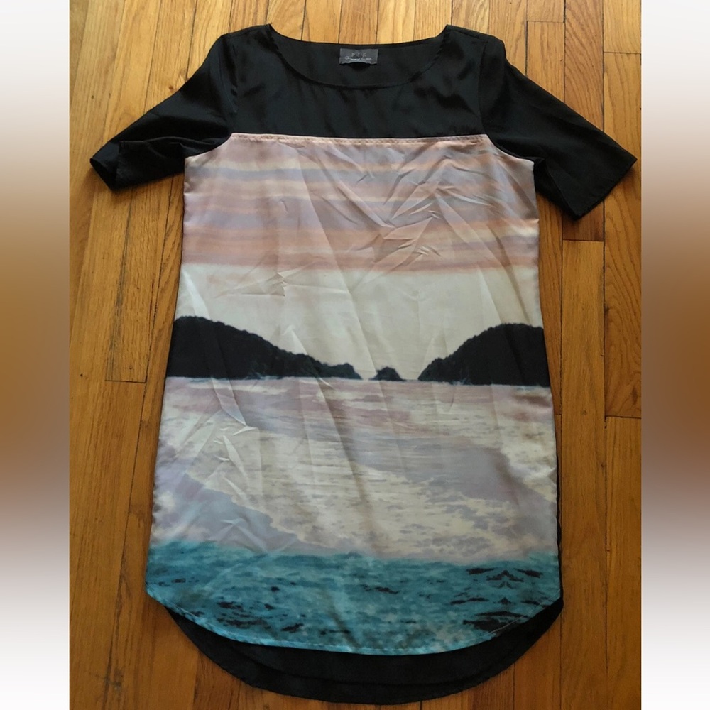 PJK Patterson J Kincaid Digital Beach Print Shift Dress Size Medium